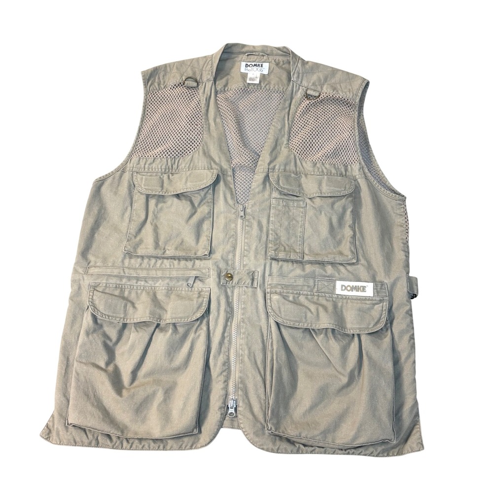 Domke PhoTOGS Mens Large Khaki Cotton Photography Utility Cargo Fishing Vest
